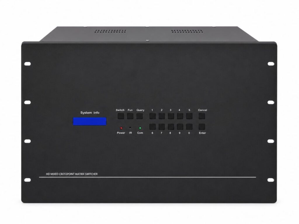 铭创 MCZN HC32PWPXL 32进32出4K无缝切换混合插卡矩阵主机正面产品图